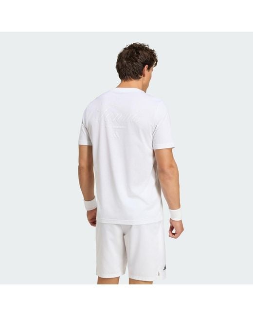 Adidas White Tennis Graphic T-Shirt for men