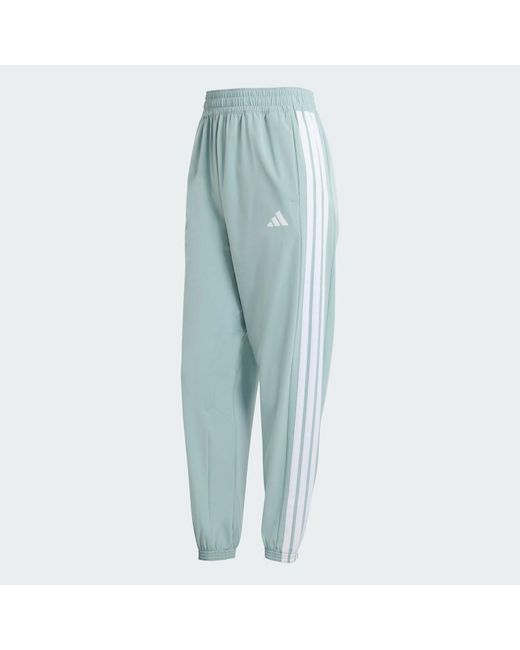 Adidas Blue Train Essentials 3-Stripes Woven Joggers