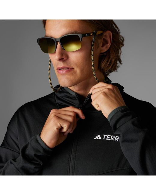 Adidas Black Terrex Xperior Climawarm Light Fleece Hooded Jacket for men