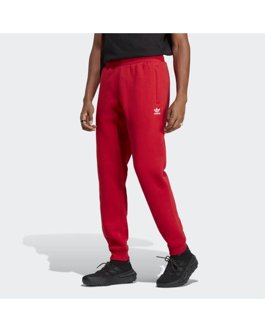 Adidas Red Trefoil Essentials Joggers for men