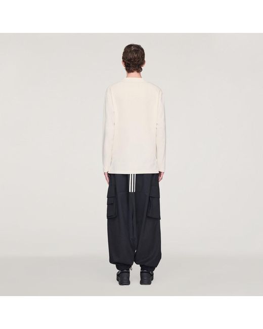 Adidas White Y-3 Logo Long Sleeve Long-Sleeve Top