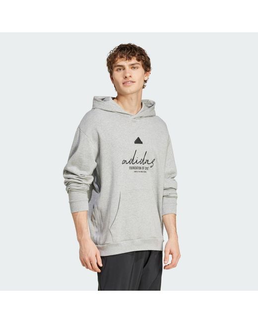 Adidas Gray Brand Love French Terry Hoodie for men
