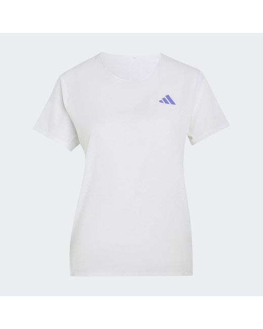 Adidas White Adizero Running T-Shirt
