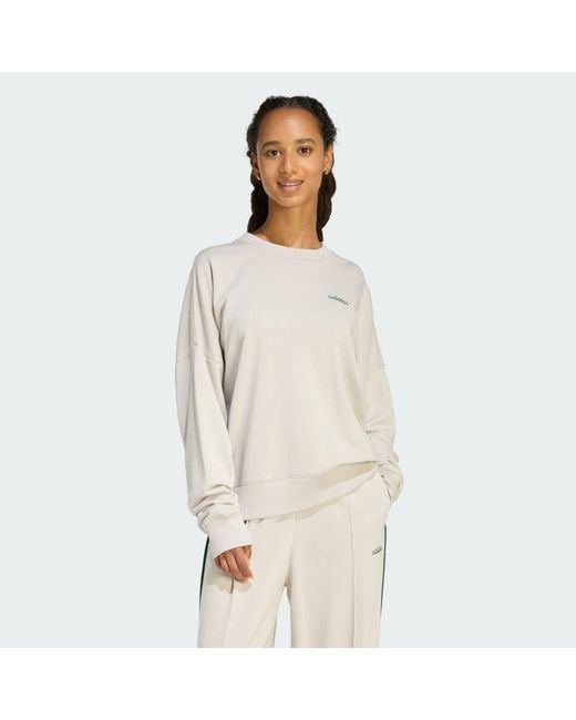 Adidas Natural Seasonal Essentials Colorpop Sweatshirt With Embroidered Graphic