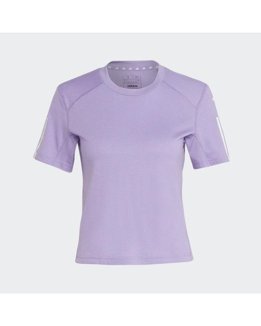 Adidas Purple Train Essentials Train Cotton 3-stripes Crop T-shirt