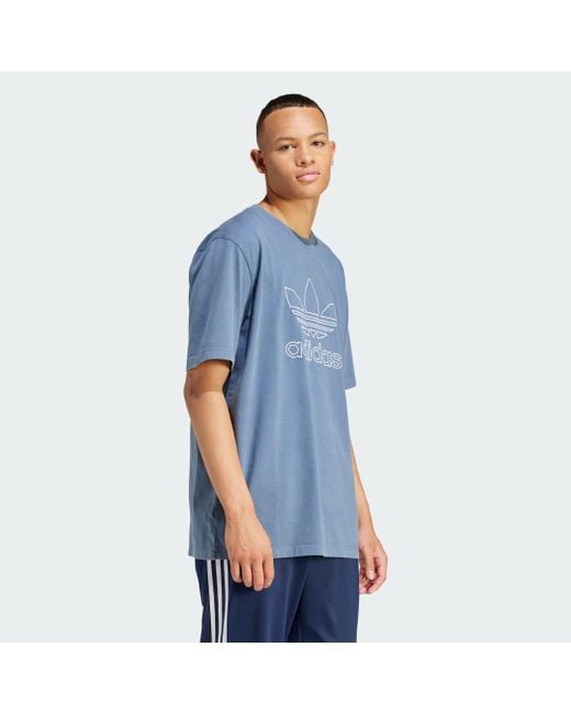 Adidas Blue Adicolor Outline Trefoil T-shirt for men