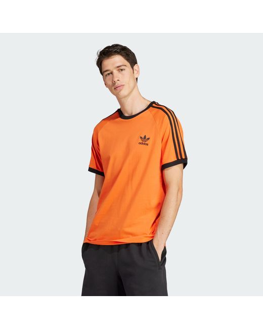 Adidas Orange Adicolor Classics 3-stripes T-shirt for men
