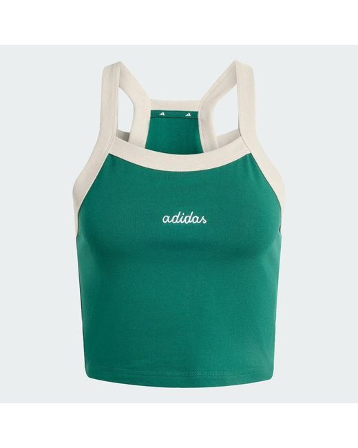 Adidas Green Seasonal Essentials Colorpop Tank With Embroidered Graphic