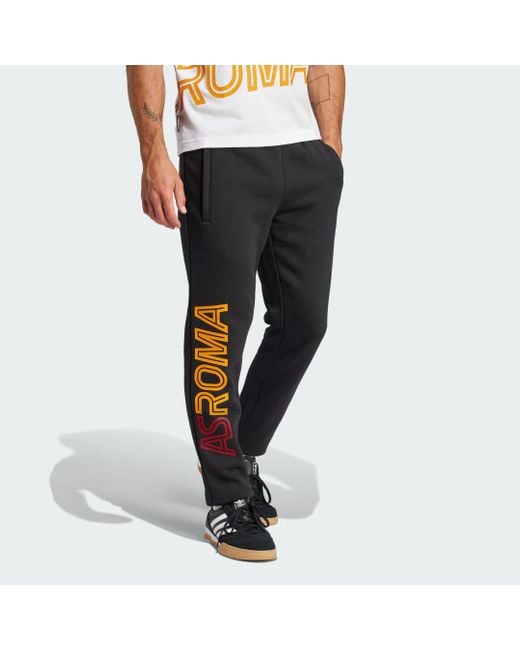 Adidas Black As Roma Graphic Tracksuit Bottoms for men