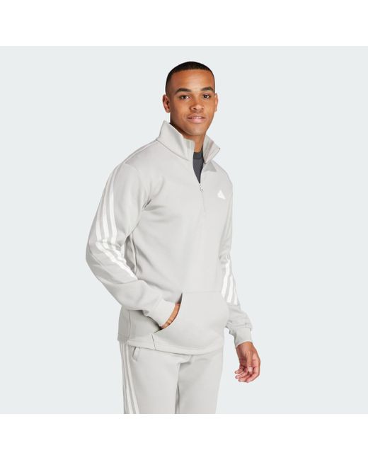 Adidas Gray Future Icons 3-Stripes Half-Zip Sweatshirt for men