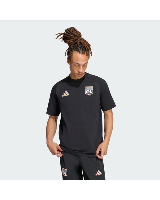 Adidas Black Olympique Lyonnais Tiro Travel T-Shirt for men