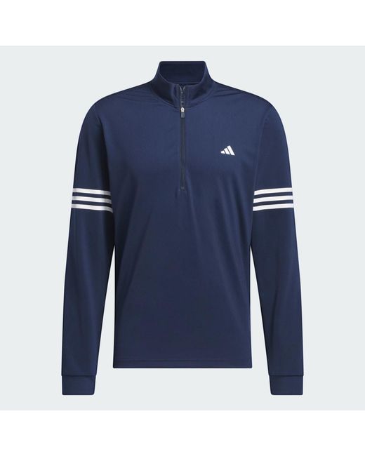 Adidas Blue Adi 3-Stripes Half-Zip Top for men