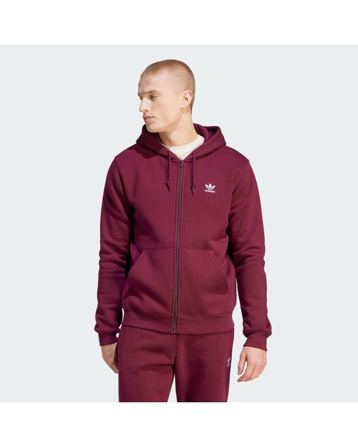 Red adidas zip up hoodie mens sales