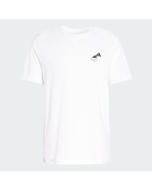 Adidas White Coffee Cafe Cheesecake Graphic T-Shirt for men