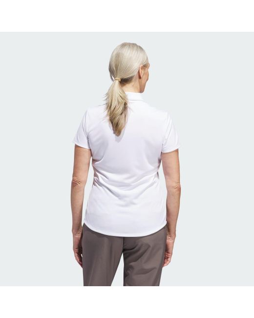 Adidas White Women's Solid Performance Short Sleeve Polo Shirt