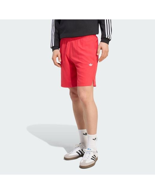 Adidas Red Trefoil Essentials Swim Shorts for men