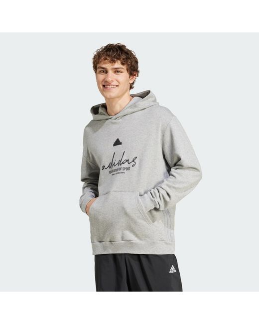 Adidas Gray Brand Love French Terry Hoodie for men