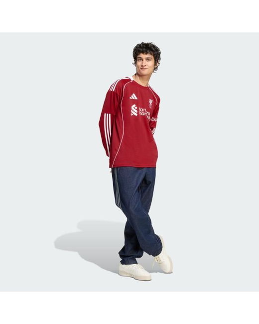 Adidas Red Liverpool Fc 25/26 Long Sleeve Home Jersey for men