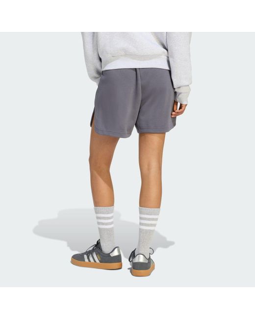 Adidas Blue 3-Streifen Studio Fleece Loose Shorts