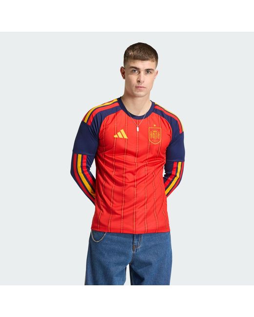 Adidas Red Spain 26 Home Long Sleeve Jersey for men