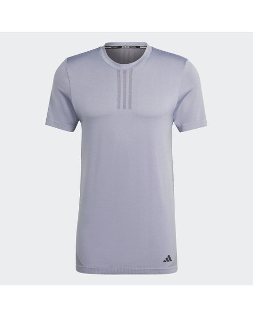 Adidas Blue Aeroknit Yoga Base Seamless Training T-shirt for men