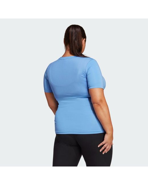 Adidas Blue Techfit Short Sleeve Training T-shirt (plus Size)
