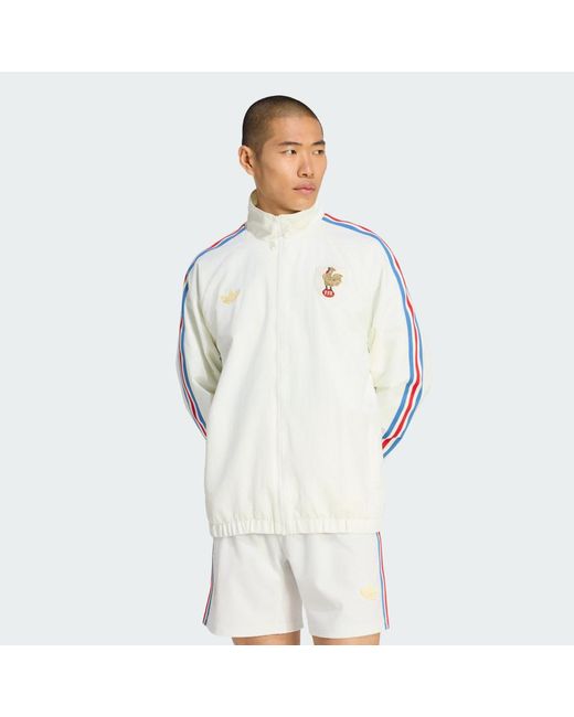 Adidas White France Rugby 120Y Anthem Jacket for men