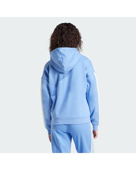 Adidas Blue Essentials 3-Stripes Full-Zip Fleece Hoodie