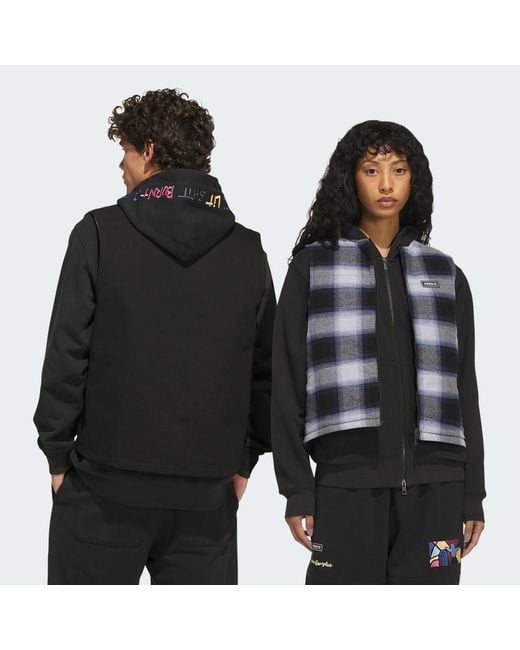 Adidas Black Skateboarding X Mark Gonzales Plaid Reversible Vest