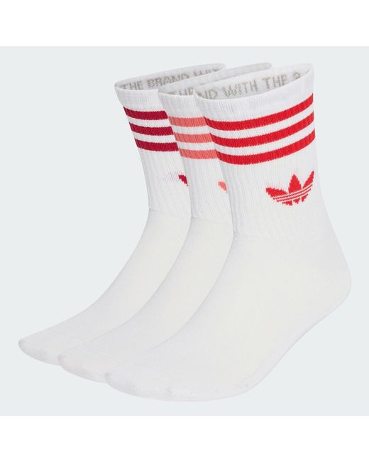 Adidas White 3-Stripes Crew Socks 3 Pairs