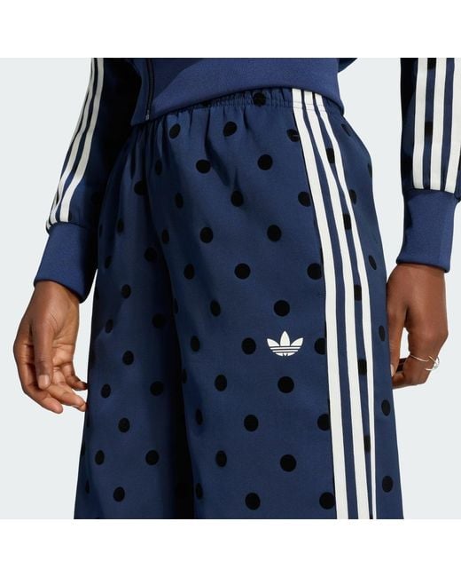 Adidas Blue Satin Polka Dots Wide Leg Pant