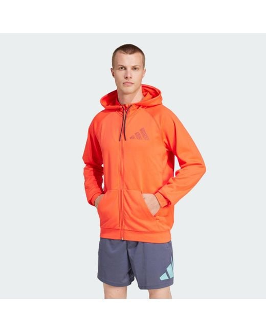 Adidas Orange Game And Go Training Full-Zip Hoodie for men