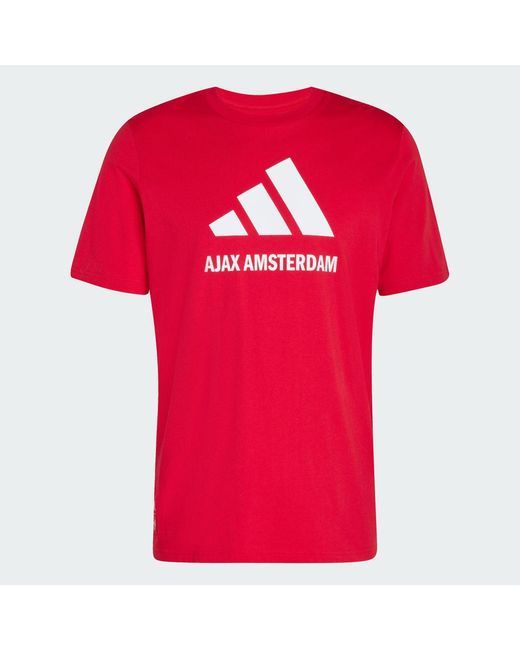 Adidas Red Ajax Amsterdam Seasonal Graphic T-Shirt for men