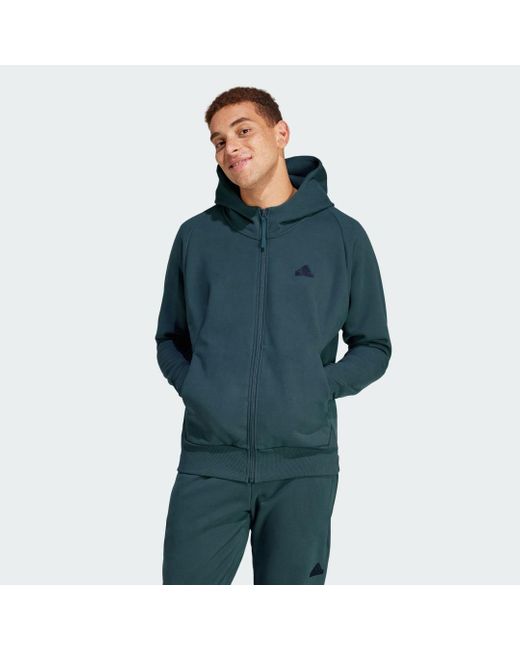 Adidas Blue Z.N.E. Winterized Full-Zip Hooded Track Jacket for men
