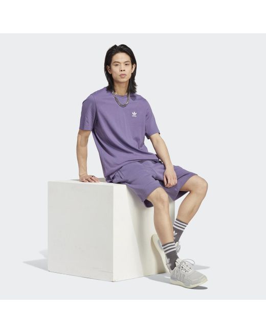 Adidas Purple Trefoil Essentials T-Shirt for men