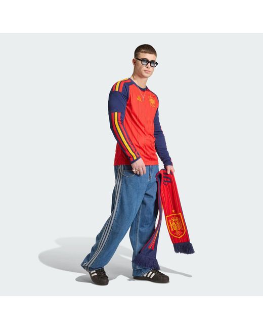 Adidas Red Spain 26 Home Long Sleeve Jersey for men