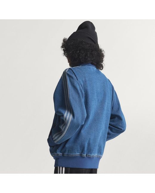 Adidas Blue Adicolor Denim Firebird Track Top for men