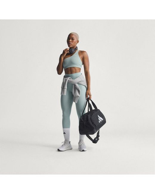 Adidas Blue Optime Workout Rib One Shoulder Light Support Bra