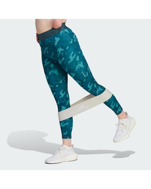 Adidas Blue Techfit Camo 7/8 Leggings