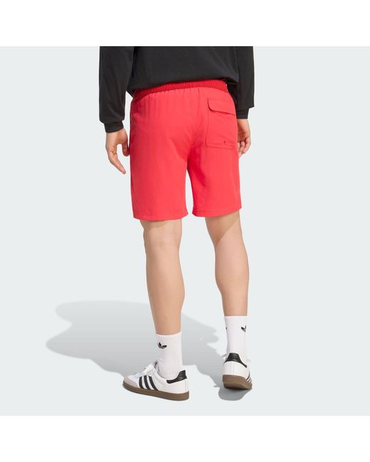 Adidas Red Trefoil Essentials Swim Shorts for men