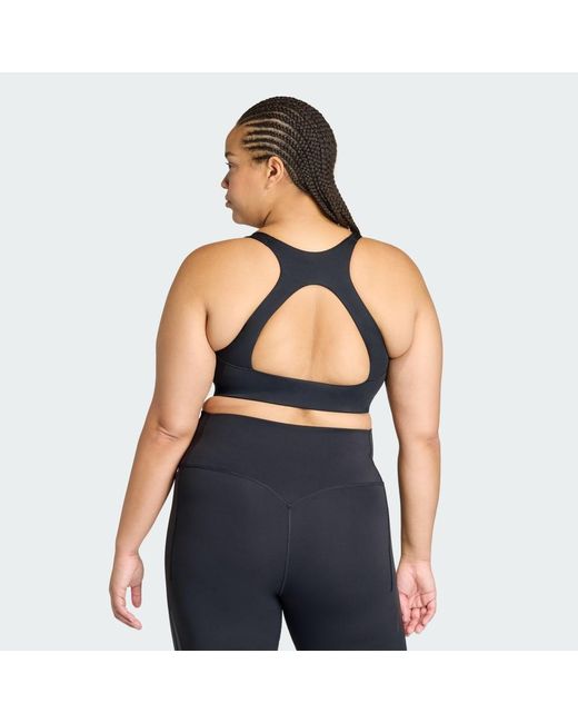 Adidas Blue Optime Workout 3-Stripes Medium Support Bra (Plus Size)