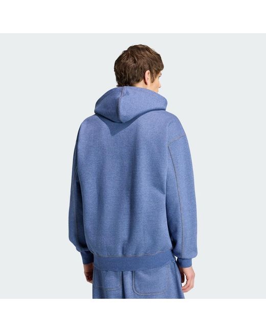 Adidas Blue Trefoil Essentials Melange Loose Hoodie for men