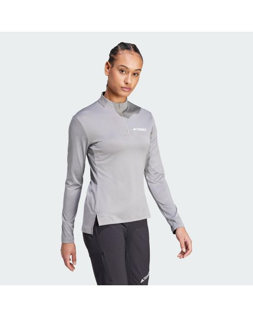 Adidas Gray Terrex Multi Half-zip Long Sleeve Long-sleeve Top