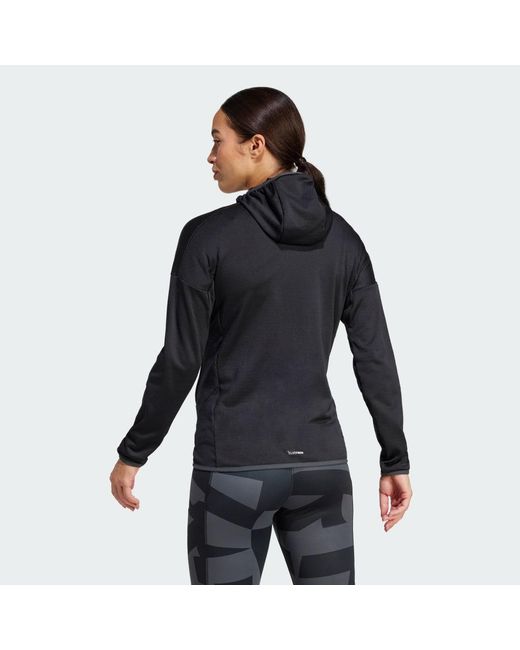 Adidas Black Terrex Xperior Climawarm Light Fleece Hooded Jacket