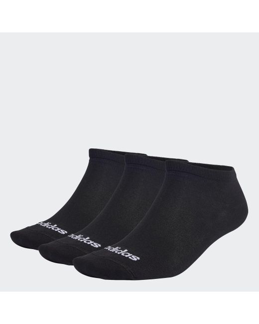 Adidas Black Thin Linear Low-cut Socks 3 Pairs