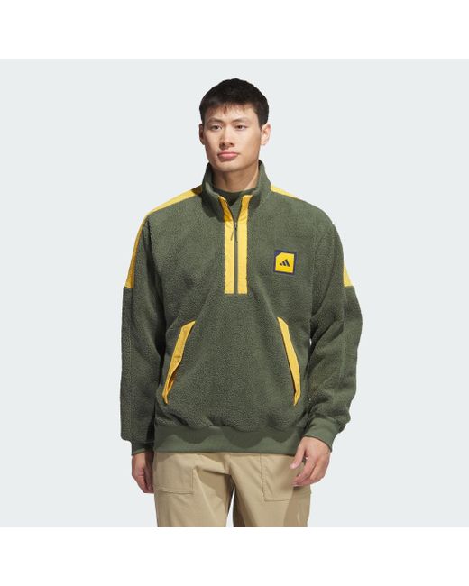 Adidas Originals Green Adicross Padded Fleece Half-zip Jacket for men
