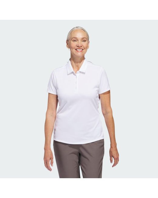 Adidas White Women's Solid Performance Short Sleeve Polo Shirt