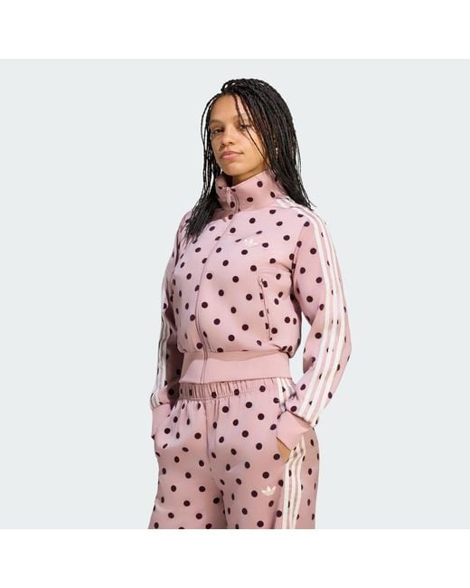Adidas Pink Satin Polka Dots Tt Track Top