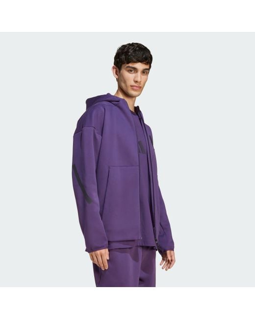 Track Jacket New Z.N.E. Full-Zip Hooded di Adidas in Purple da Uomo