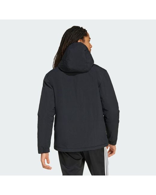 Adidas Black Climawarm 3-Stripes Insulated Hooded Jacket for men